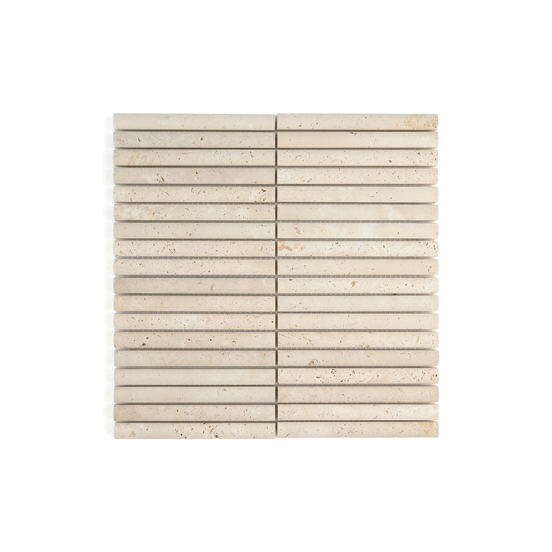 Beige Travertine Cabochon Pencil Mosaic Tile | Honed-Main Inventory-All Products,Natural Stone,Solids-Riad Tile