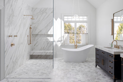 Calacatta Gold 5 Inch Hexagon Mosaic Marble Tile | Honed-Main Inventory-All Products,Natural Stone-Riad Tile
