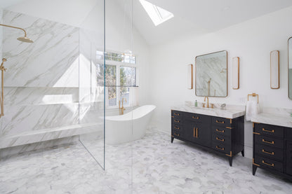 Calacatta Gold 5 Inch Hexagon Mosaic Marble Tile | Honed-Main Inventory-All Products,Natural Stone-Riad Tile