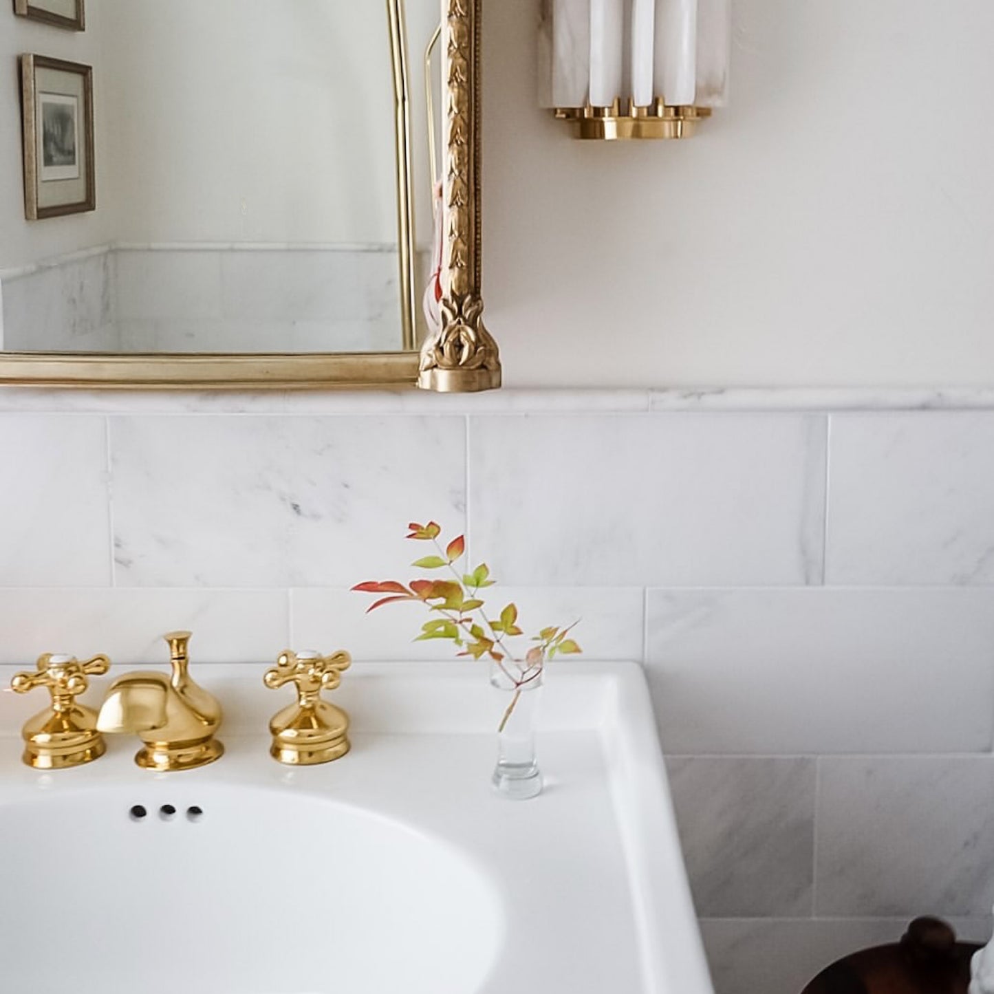 Casablanca Carrara 6x12 Subway Marble Tile | Honed-Natural Stone, installed on the wall in bathroom-Riad Tile