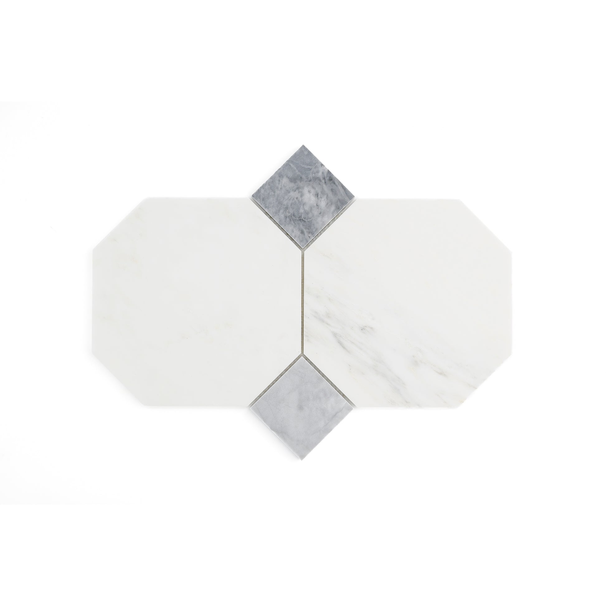 Sample: Octagon & Dot Octodot Casablanca Carrara & Bardiglio Grey Marble Tile | Honed-Sample-Sample-Riad Tile