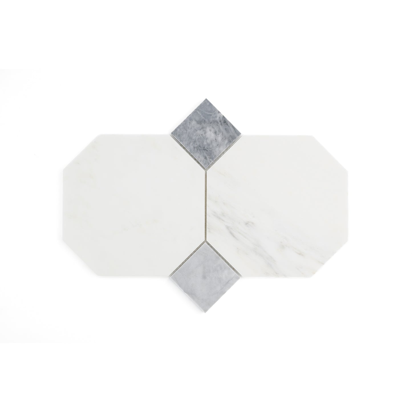 Sample: Octagon & Dot Octodot Casablanca Carrara & Bardiglio Grey Marble Tile | Honed-Sample-Sample-Riad Tile