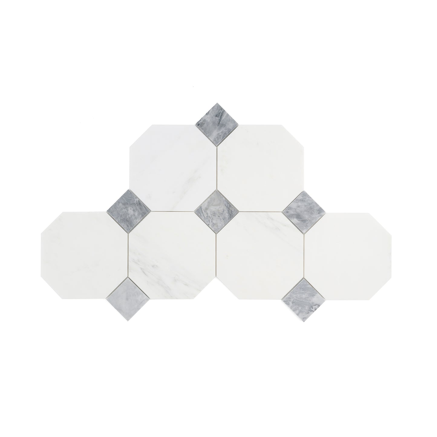 Octagon & Dot Octodot Casablanca Carrara & Bardiglio Grey Marble Tile | Honed-Main Inventory-All Products,Natural Stone-Riad Tile
