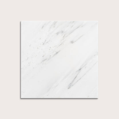White casablanca carrara marble tiles on a light gray background