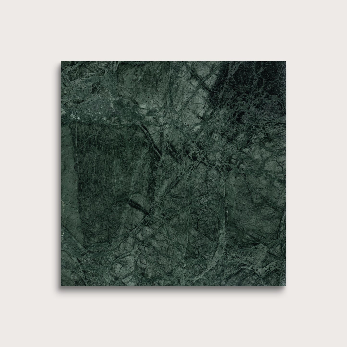 Dark green marble pattern on a light gray background